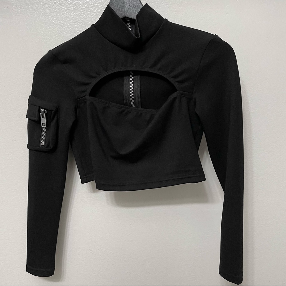 Fan All Flames Disorder long sleeve crop top